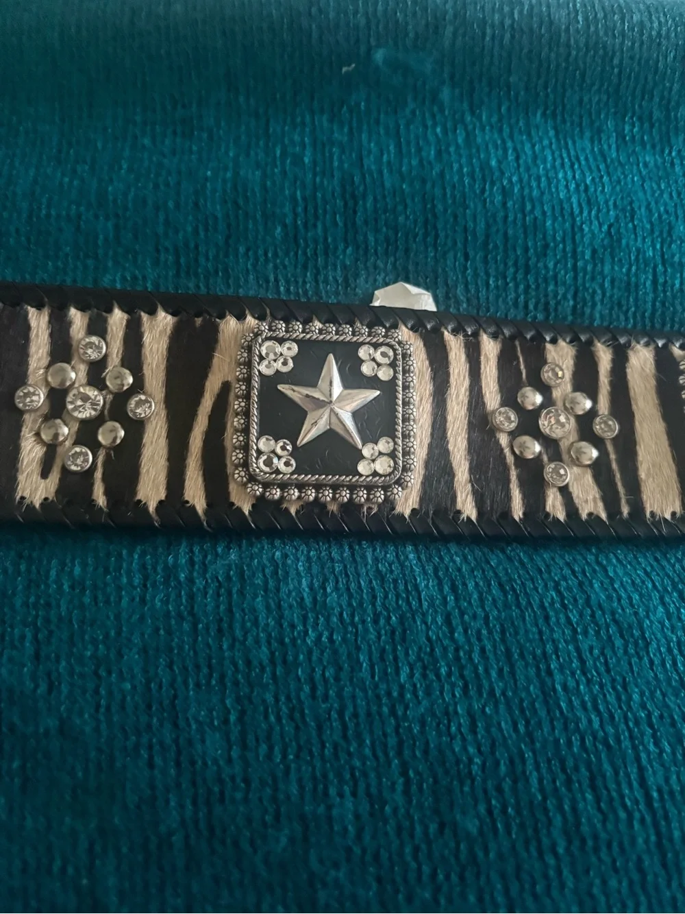 Black Studded Belt with Rhinestone Cross Buckle